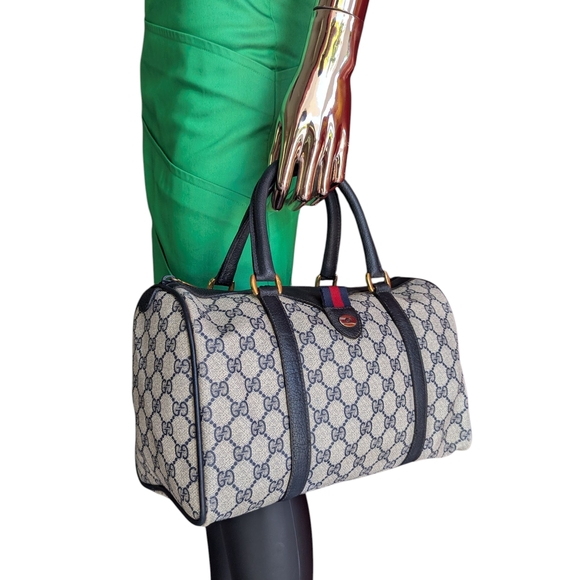 💚GUCCI GG MONOGRAM CANVAS LEATHER WOMEN'S VINTAGE HANDBAG - Picture 1 of 15